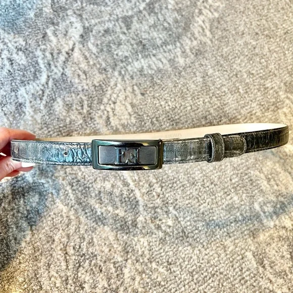 Escada | Accessories | Escada Gray Croc Embossed Leather  display picture 3